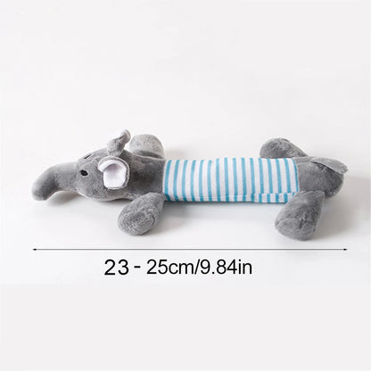 Stuffing-free squeaky dog toy with durable plush fabric and crinkle sound design for aggressive chewers and mess-free fun.