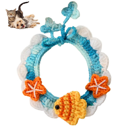 Hand-knitted crochet flower collar bib for dogs and cats – soft and festive accessory