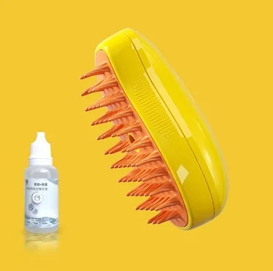 Electric spray massage comb for cats, USB rechargeable, anti-flying hair grooming tool, ideal for cat grooming and fur management.