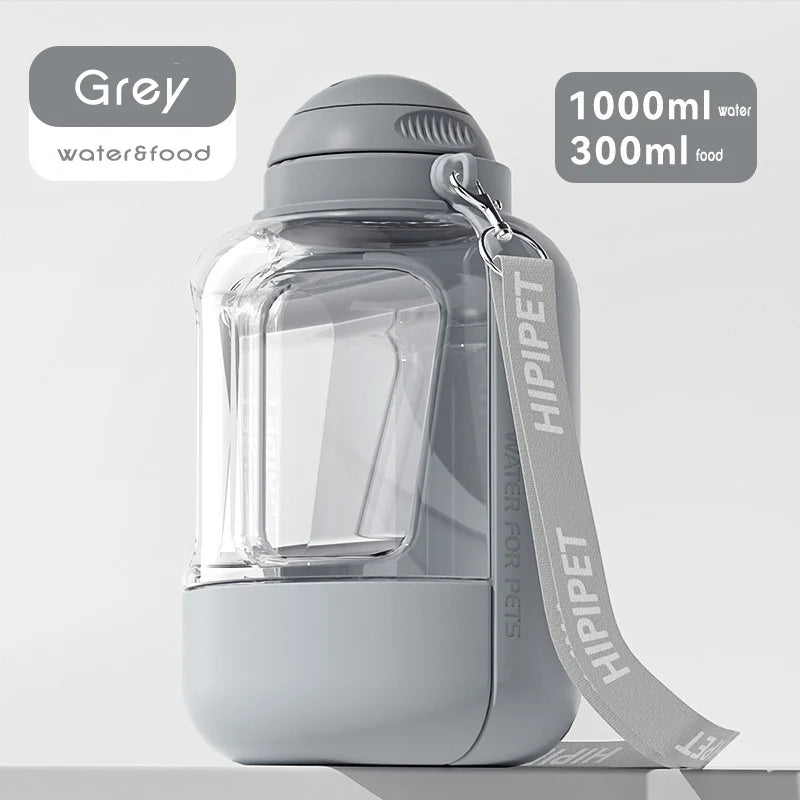 Portable 2-in-1 dog water and food dispenser with large capacity, ideal for outdoor travel with pets