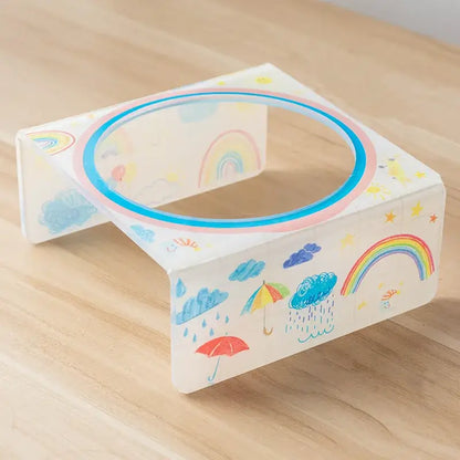 Flower-shaped ceramic pet bowl with clear acrylic stand for cats and dogs.