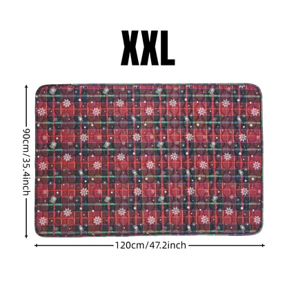 Reusable red plaid Christmas pet pee pad for dogs and cats, used as bed mat or blanket