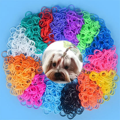 Colorful pet grooming rubber bands for stylish hair bows and hairpins, perfect accessory for dogs