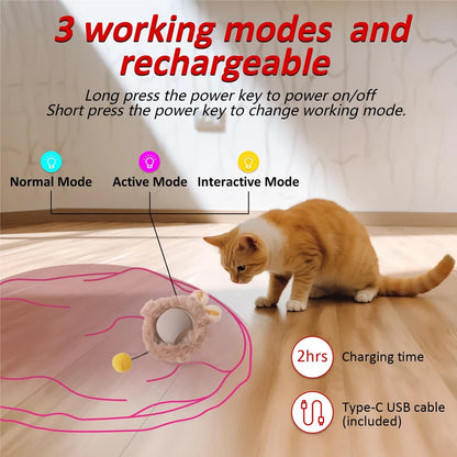 Rechargeable interactive cat toy ball with motion-activated play and smart rolling modes for indoor cats