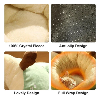 Warm semi-enclosed pet kennel house for cats and dogs with washable cushion