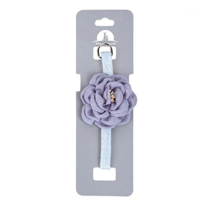 Adjustable bow tie pet collar with floral accent for cats and small dogs