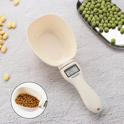 Digital pet food scoop with scale for accurate dog and cat feeding