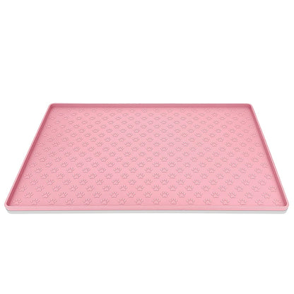 Dog eating on waterproof silicone pet feeding placemat