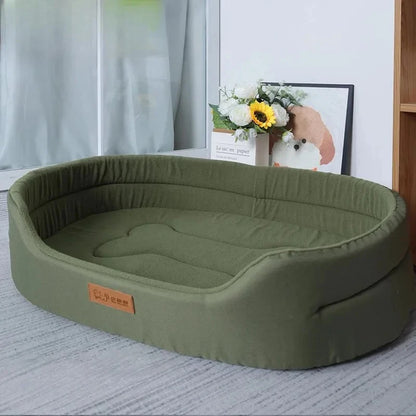 Fluffy sofa-style dog bed for small and large dogs, featuring ultra-soft materials, raised edges, and non-slip bottom for cozy all-season comfort.