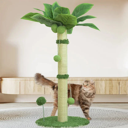 Coconut tree-shaped cat scratching post and climbing tower for indoor exercise