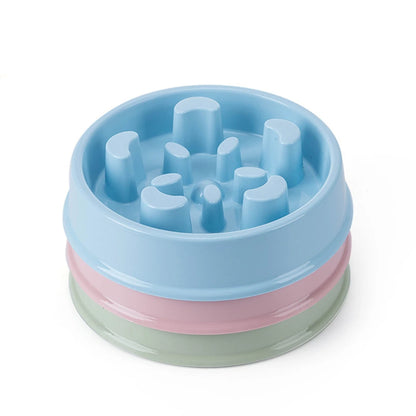 Pet Slow Food Bowl with raised obstacles to promote slower and safer eating for cats and dogs