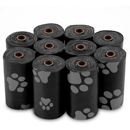 Rolls of scented dog poop bags with eco-friendly label
