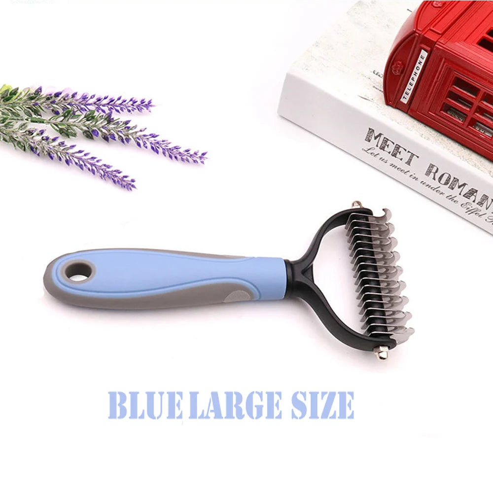 Pet fur knot cutter brush for deshedding and grooming dog and cat coats