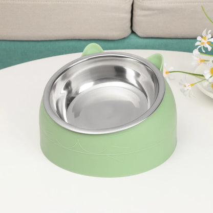 Elevated stainless steel pet bowl for dogs and cats with anti-slip base