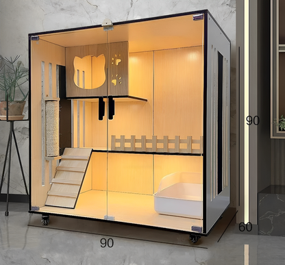 Handcrafted Wooden Cat Villa, Luxury Cat House, Multi-Level Cat Villa for Cats