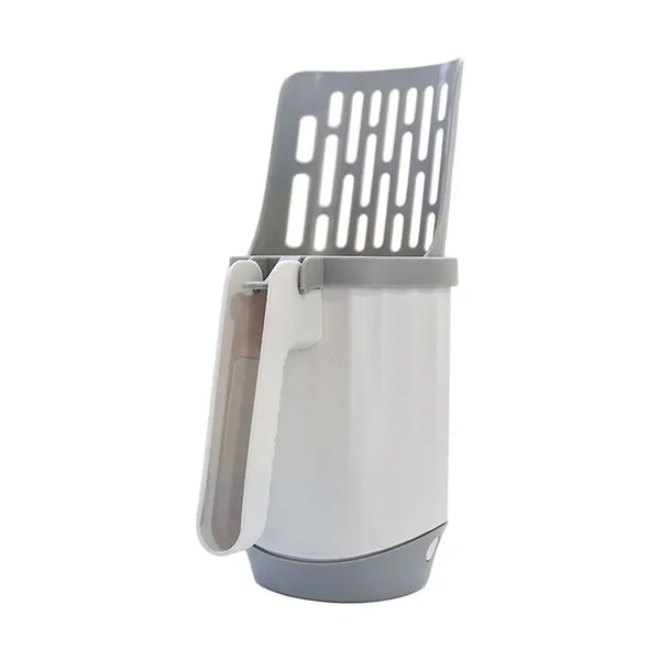 Pala para arena de gatos con contenedor de residuos incorporado: limpiador de gran capacidad para facilitar el mantenimiento de la caja de arena. 