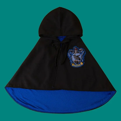 Cat wearing wizard shirt and cape inspired by Harry Potter magic academy outfit