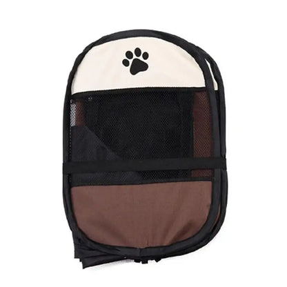 Foldable outdoor pet tent kennel with mesh panels for dogs and cats, portable and lightweight design
