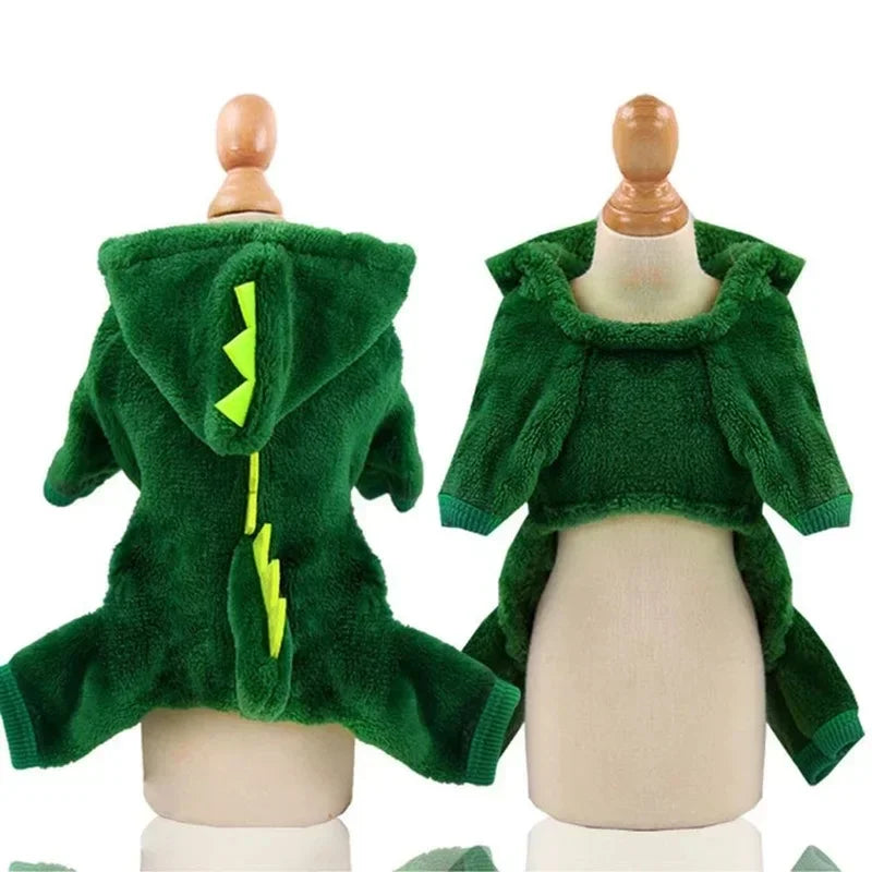 Pet Cat Dog Halloween Dinosaur Cosplay Costume made of warm fleece, perfect for small dogs and cats.