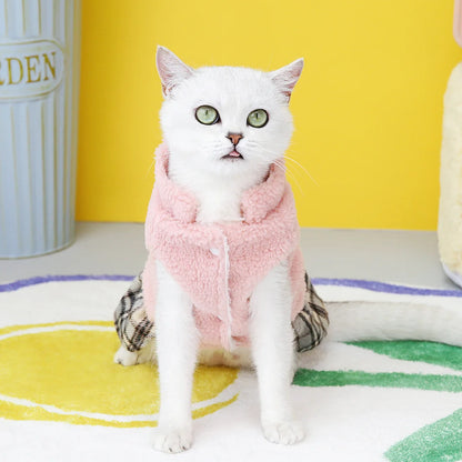Cute winter coat for cats and small dogs made of thick cotton with stylish dress design