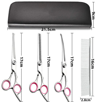 Stainless steel pet grooming scissors set for cats and dogs with comb and trimming tools