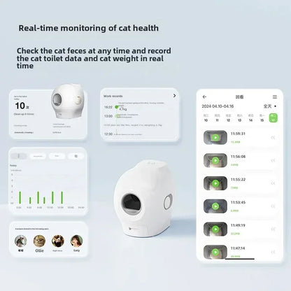 Automatic smart cat toilet with odor control and quiet cleaning system