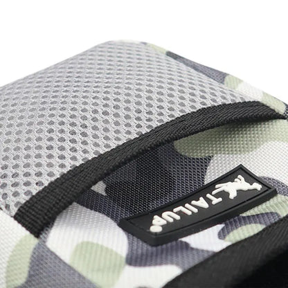 Hands-free dog training treat bag with waist belt and secure clasp for outdoor training