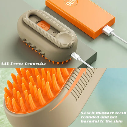 Pet Steam Brush for grooming, detangling, and hair removal for cats and dogs with steam spray function