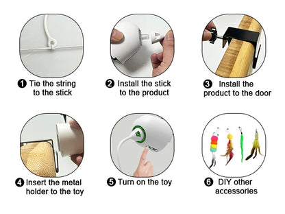 Hanging electric cat feather toy for indoor play and hunting stimulation