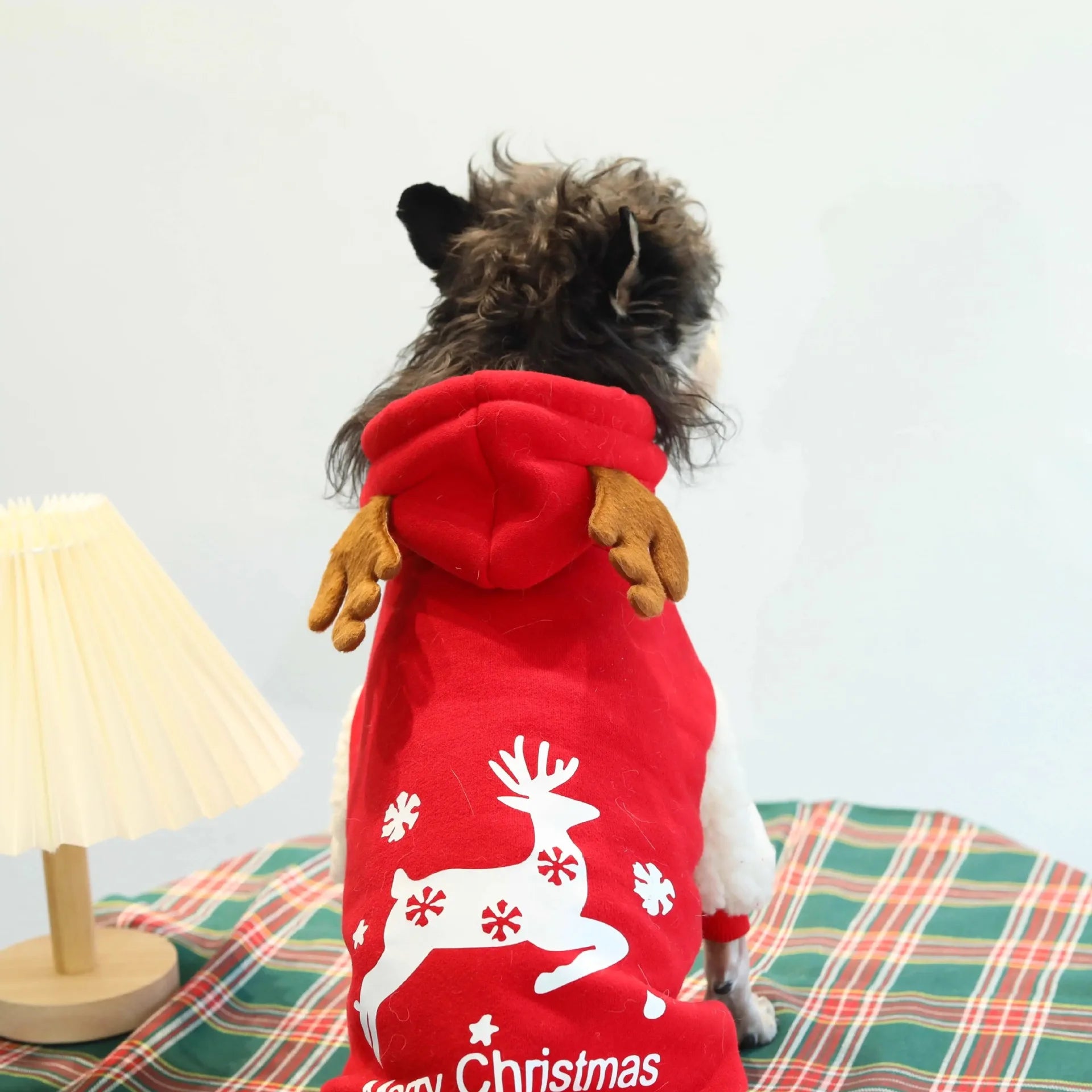 Festive Christmas Fawn Sweatshirt for large dogs, warm cotton fleece winter outfit for Golden Retrievers and Labradors.