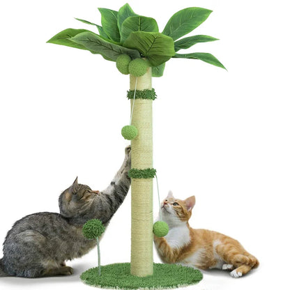 Coconut tree-shaped cat scratching post and climbing tower for indoor exercise