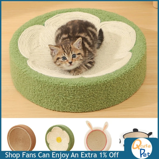2-in-1 cat scratcher and bed with recyclable bowl-shaped sisal surface