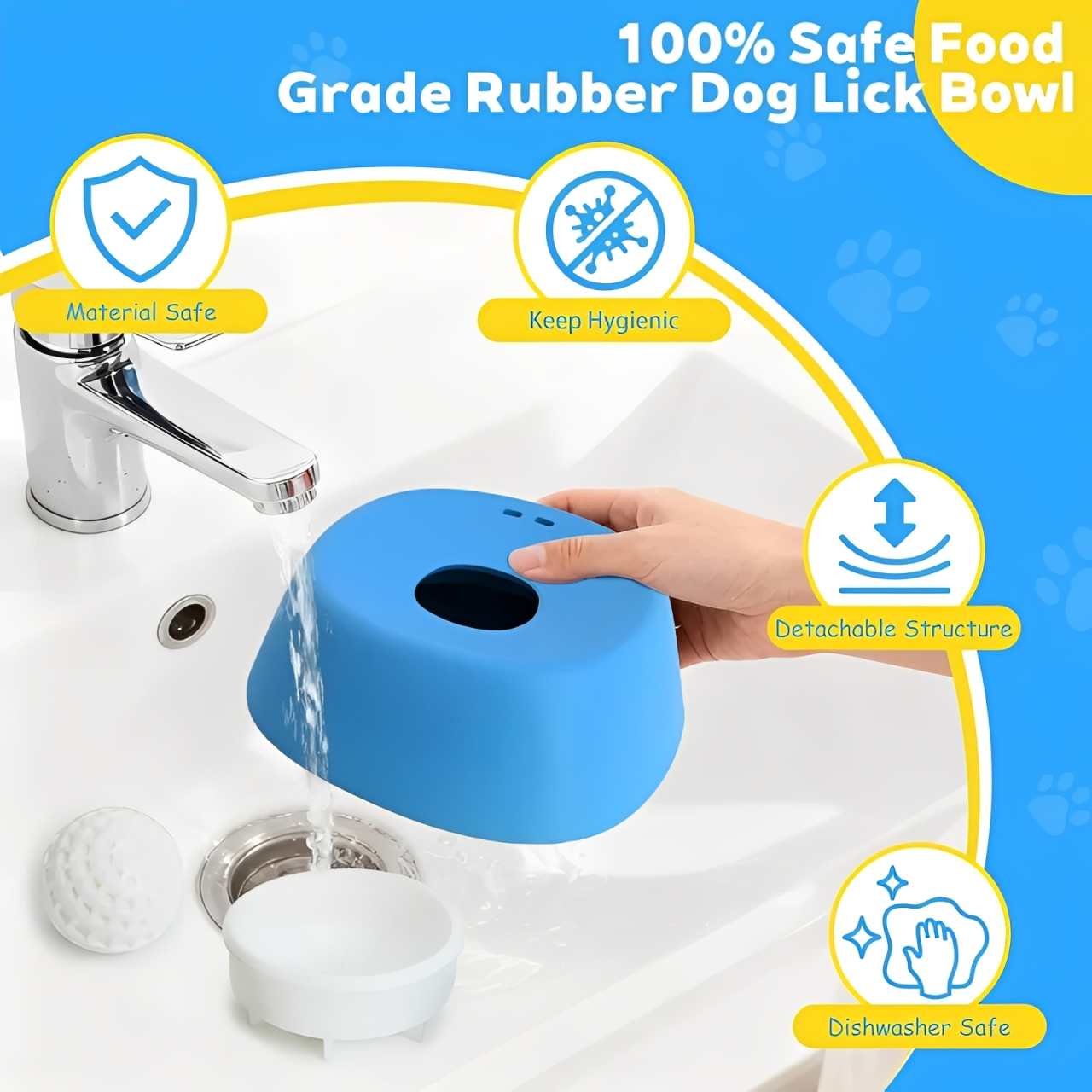 Anti-choking slow feeder for dogs, featuring 100% safe food-grade rubber, detachable structure, and hygienic design.