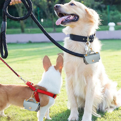Chic faux leather dog poop bag holder dispenser for stylish walks