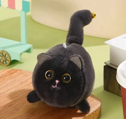 Tow Tail Plush Cat Doll with wagging tail, soft interactive toy for pets and cat lovers