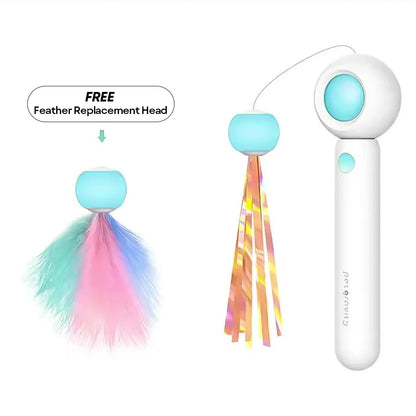 Cat playing with interactive gravitational teaser laser wand