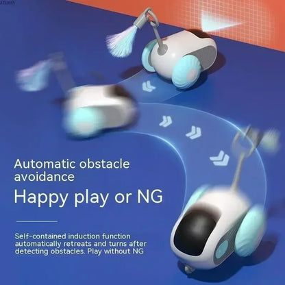 Smart interactive remote-controlled cat toy with feather teaser and obstacle avoidance
