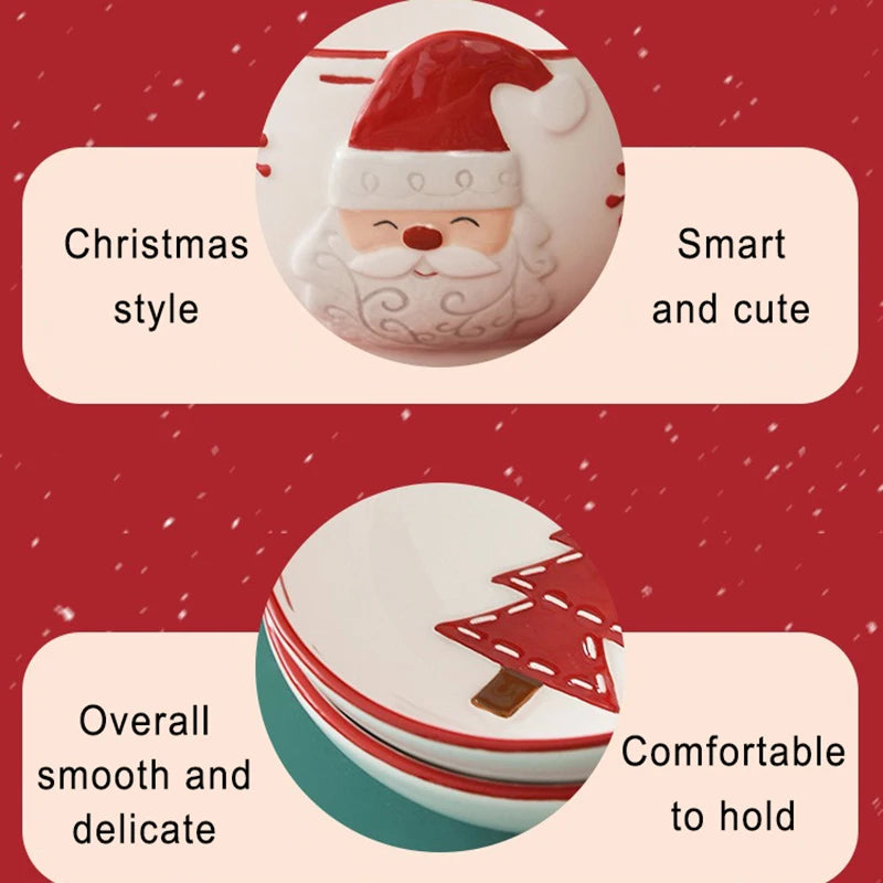 Festive Nordic Santa Claus ceramic pet bowl for Christmas, featuring durable and stylish designs for cats and dogs.