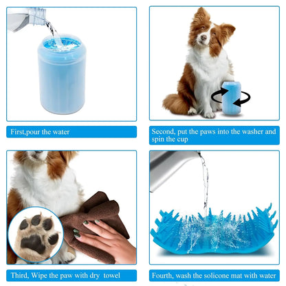Silicone pet foot wash cup with soft bristles for cleaning dog and cat paws