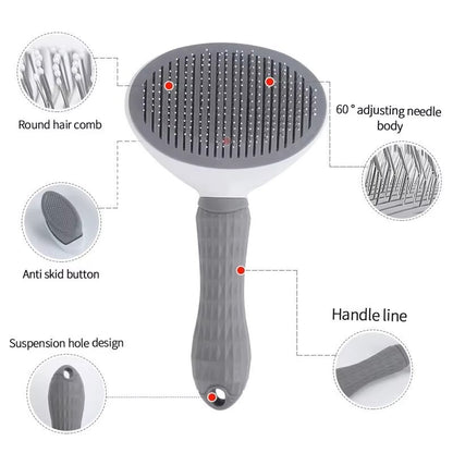Pet grooming brush for removing hair and tangles on dogs and cats