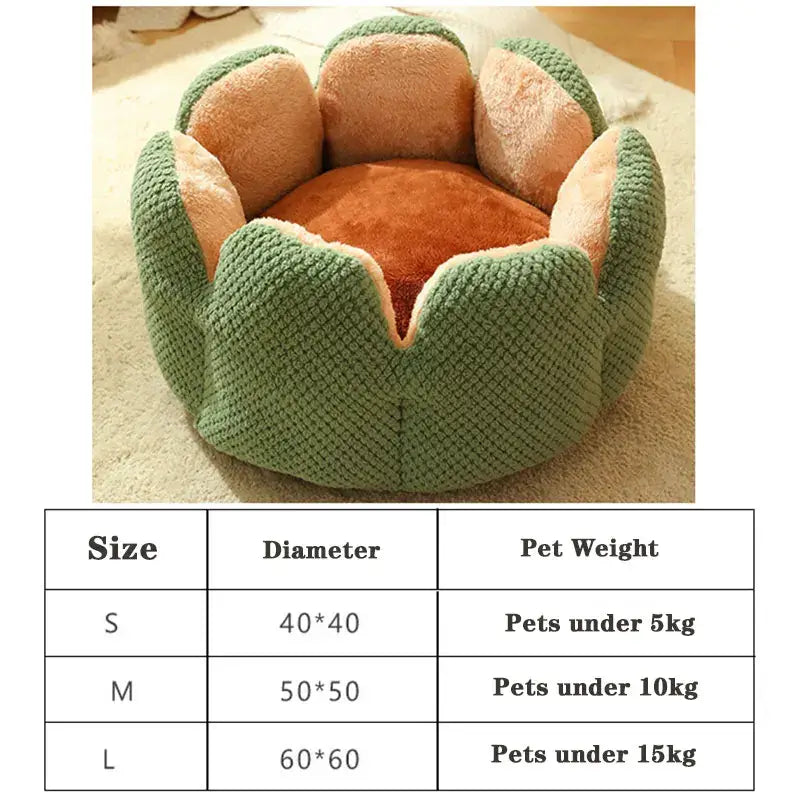 Soft Warm Dog Bed Cat House - Round Coral Fleece Bed for Small to Medium Dogs and Cats size chart