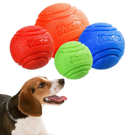 Durable bouncing dog chew ball made from TPR material, perfect for outdoor play, training, and safe for chewing.