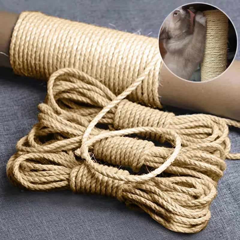 Natural jute DIY cat scratching rope for furniture protection and cat trees, eco-friendly and durable for scratching and decoration projects.