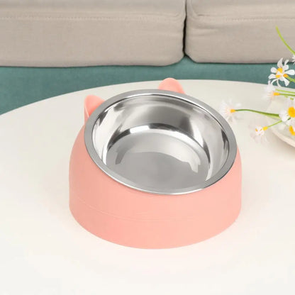 Elevated stainless steel pet bowl for dogs and cats with anti-slip base