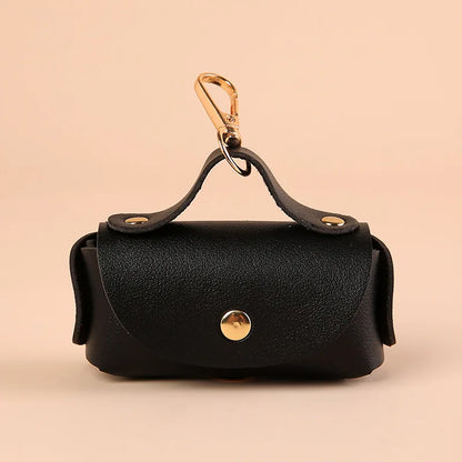 Chic faux leather dog poop bag holder dispenser for stylish walks