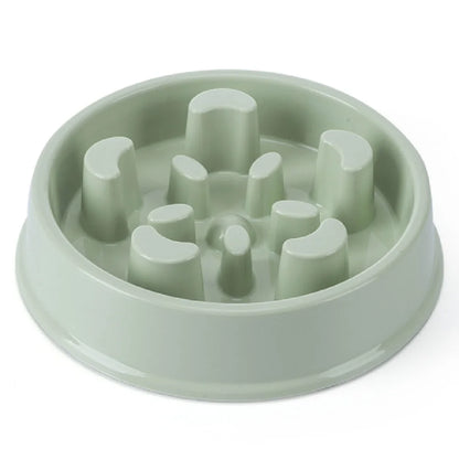 Pet Slow Food Bowl with raised obstacles to promote slower and safer eating for cats and dogs