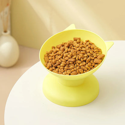 High bottom tilt pet bowl with ergonomic anti-choking design