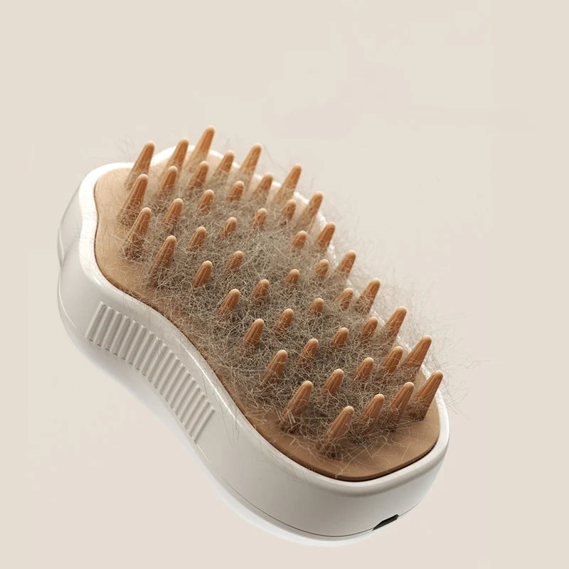 3-in-1 electric pet grooming brush for cats and dogs, featuring steam, hair removal, and massage functions, ideal for reducing shedding and improving coat health.