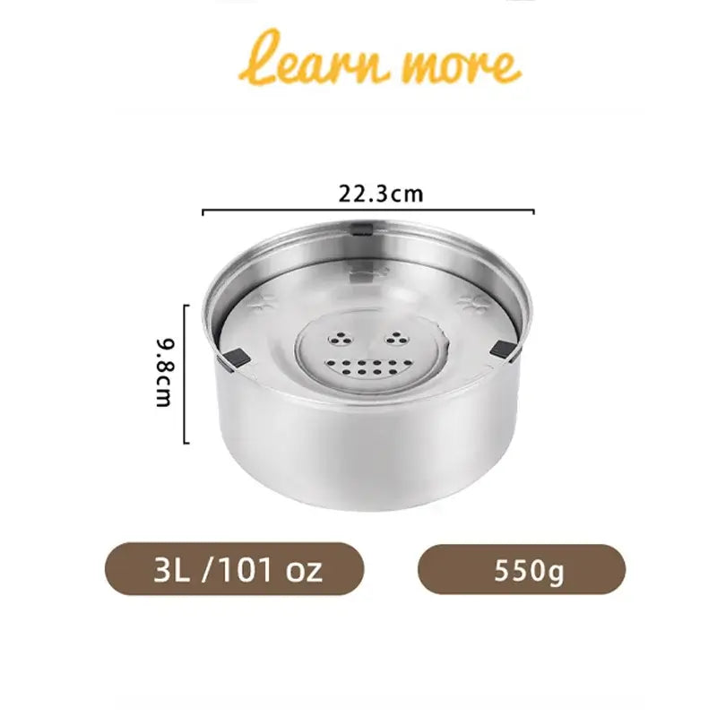 The Pet Paradise | VOFORD | Large Capacity Stainless Steel Dog Water Bowl - No Spill, Anti-Splash Floating Bowl with Non-Slip Design for Dogs