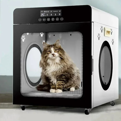 Portable smart pet drying box for quiet, efficient pet grooming